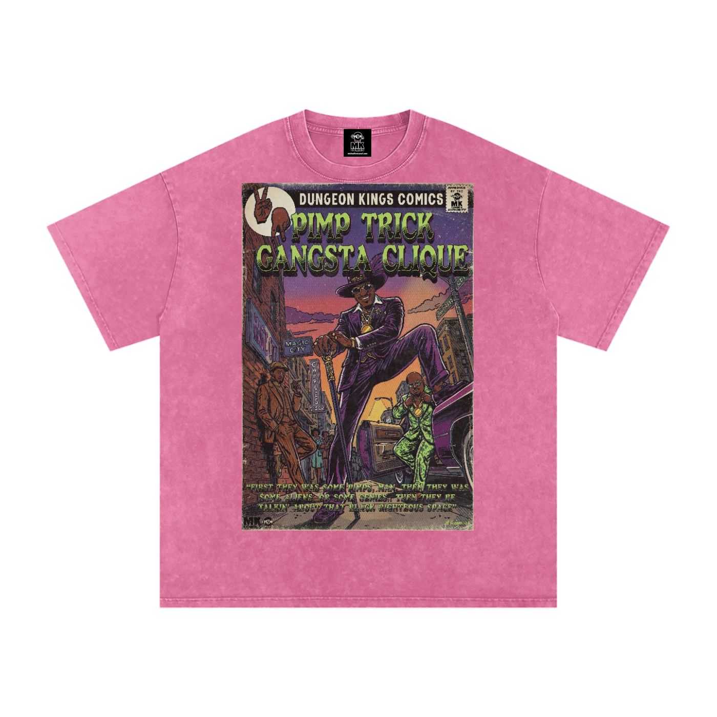 Pimp Trick Gangsta Clique - Snow Washed Oversized Cotton T-Shirt