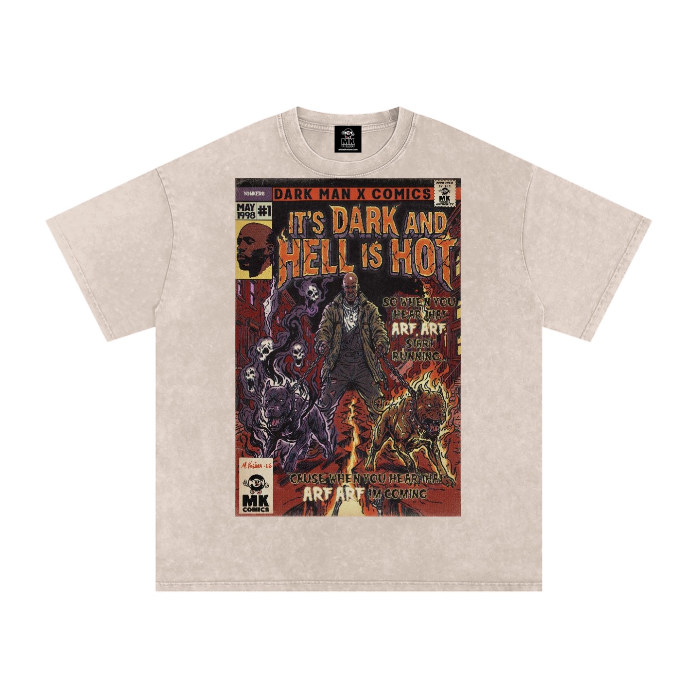 It's Dark & Hell is Hot - Snow Washed Oversized Cotton T-Shirt