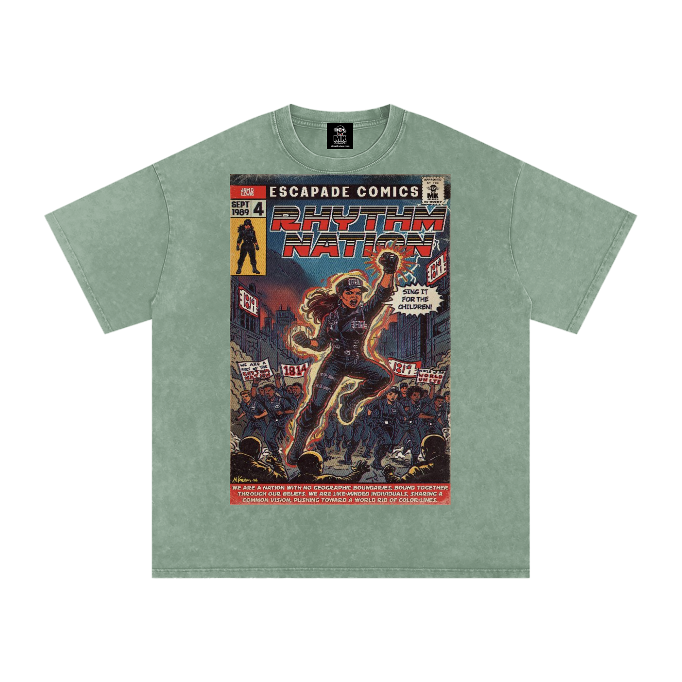 Rhythm Nation - Snow Washed Oversized Cotton T-Shirt