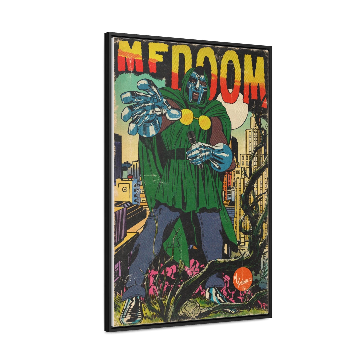 MF DOOM - Hip Hop Comics - Gallery Canvas Wraps, Vertical Frame