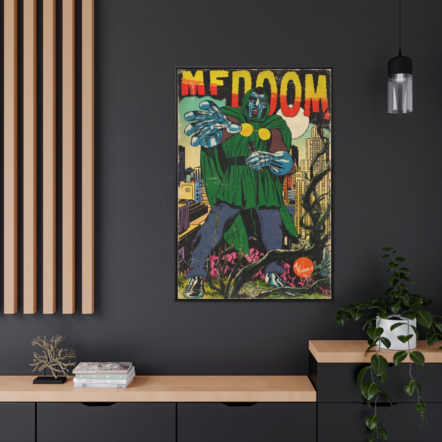 MF DOOM - Hip Hop Comics - Gallery Canvas Wraps, Vertical Frame