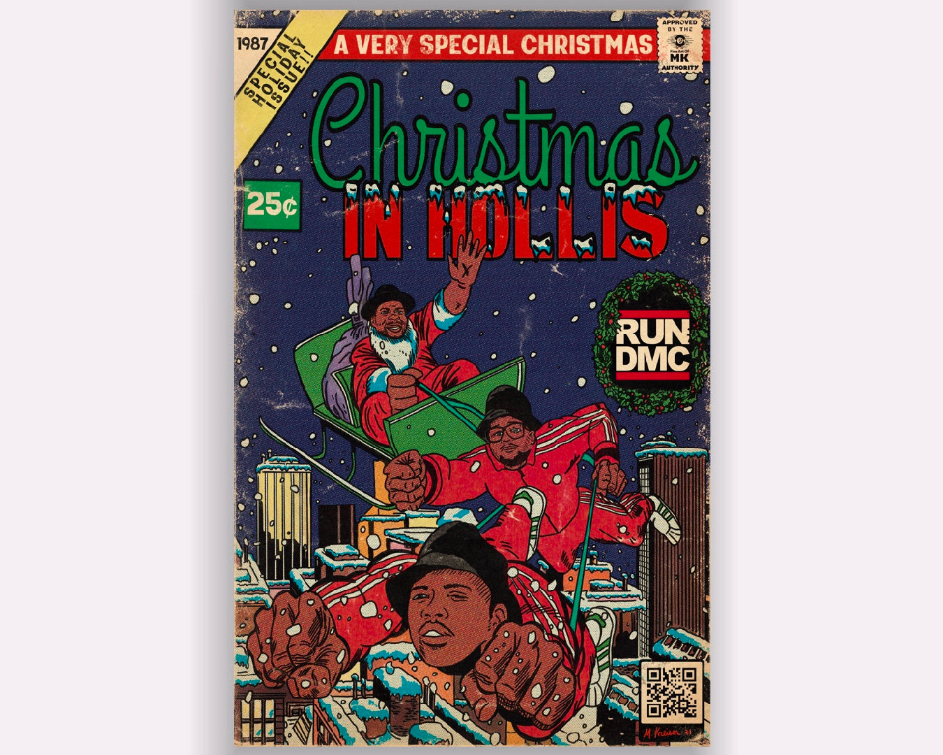 RUN DMC - Christmas In Hollis - Hip Hop Comic Art - Unisex Jersey Short Sleeve Tee